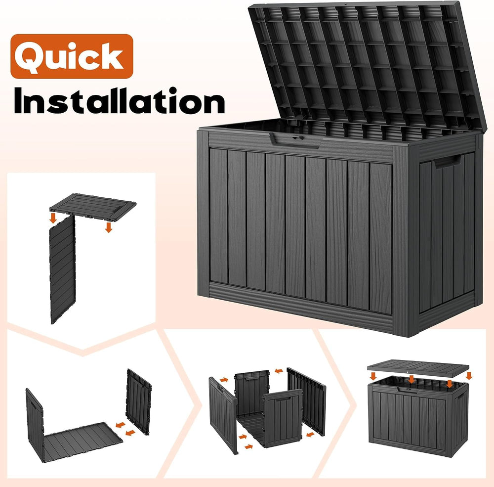 Outdoor Storage Box, Resin Deck Boxes outdoor, Waterproof Storage Box Lockabl...
