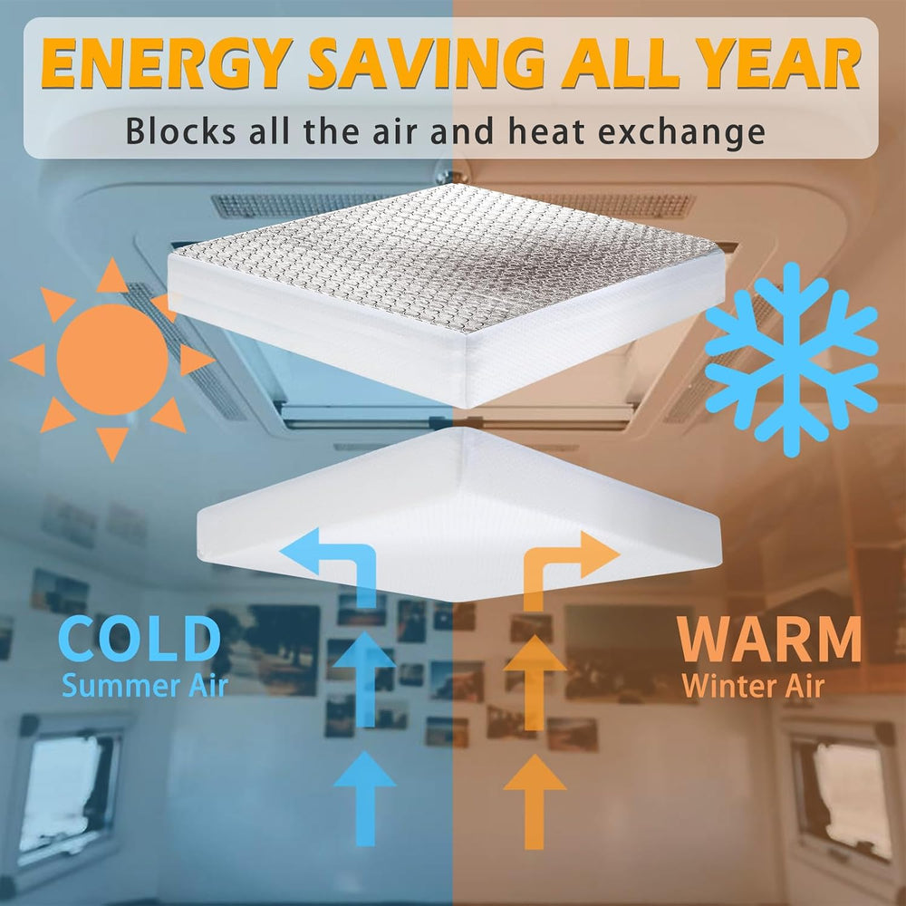 RV Vent Insulator Energy Saving RV Skylight Cover 14"x14", 2 Pack