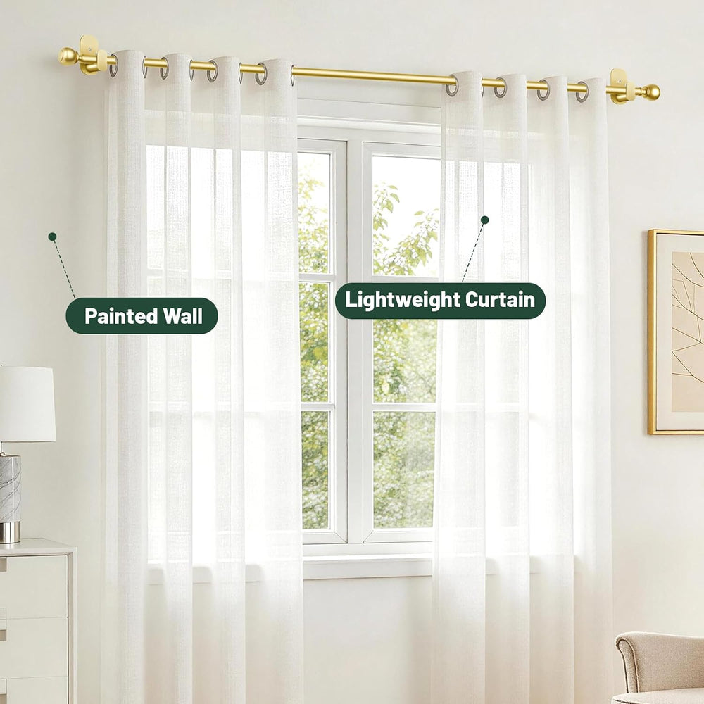 Gold Curtain Rods No Drilling 32 to 58 Inch, 2 Pack