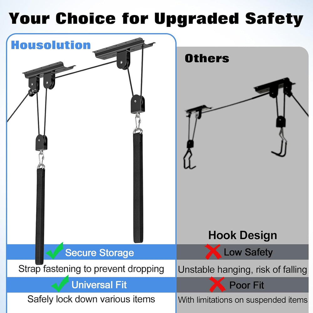 Housolution Bike Hoist, [2 Pack] Overhead Ceiling Storage System with 88Lbs