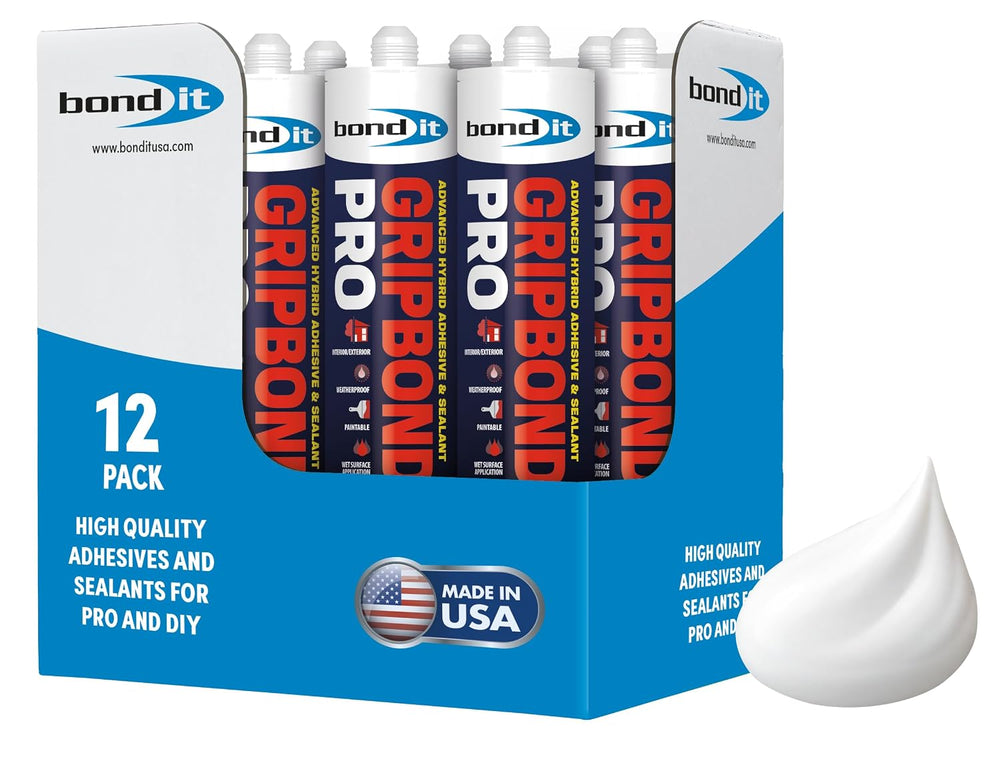 Bond It Gripbond PRO Advanced Hybrid Adhesive & Sealant White 12 Pack 10oz