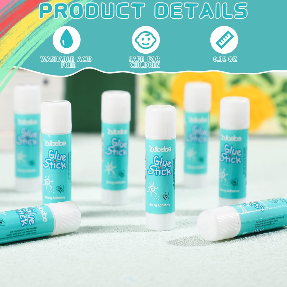 Zubebe 200 Count Glue Stick Bulk, 0.32 oz, 9g, Classic,Classroom Supplies