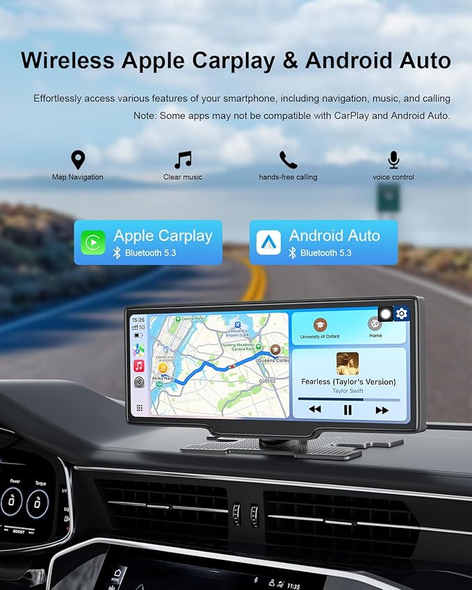 Carplay Screen for Car, 10.26’’ HD Wireless Apple Carplay & Android Auto ...