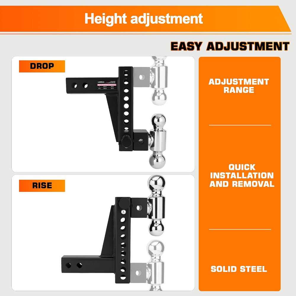 Adjustable Trailer Hitch,Drop Hitch 2" Receiver - 4" Drop/Rise