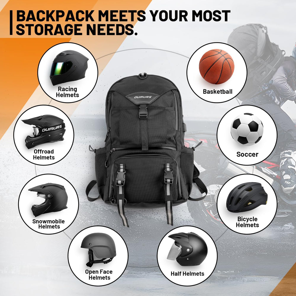 Oumurs 50L Motorcycle Helmet Backpack, Helmet Bag, Black