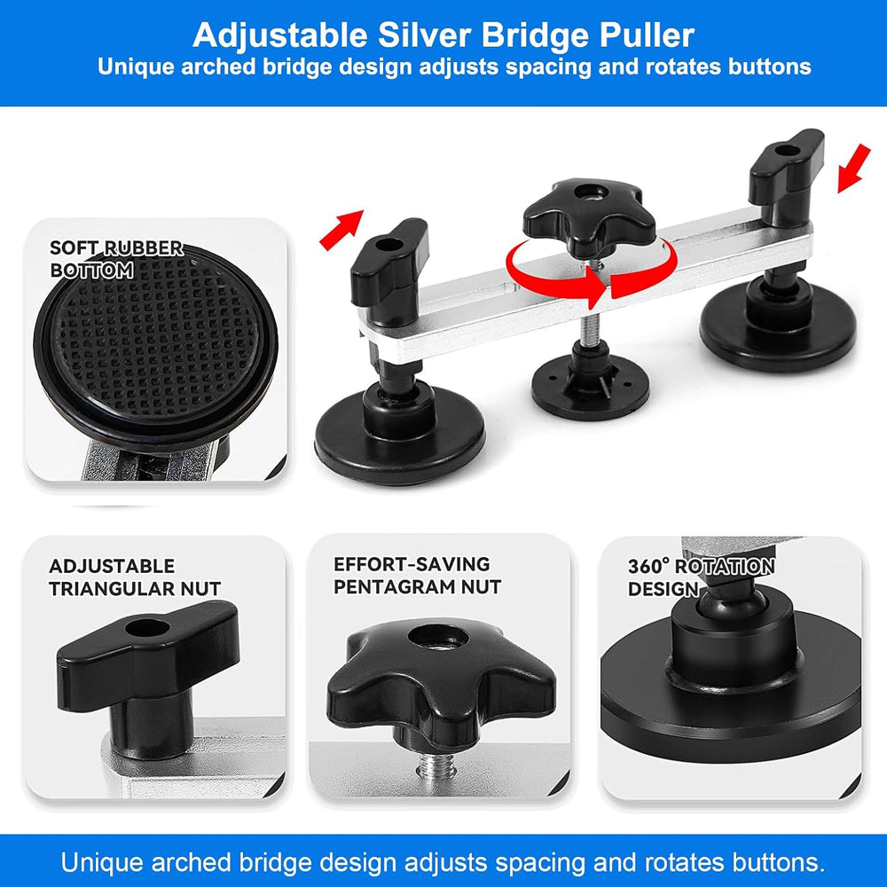 59PCS Dent Puller Kit, Paintless Dent Repair Kit with Bridge Puller