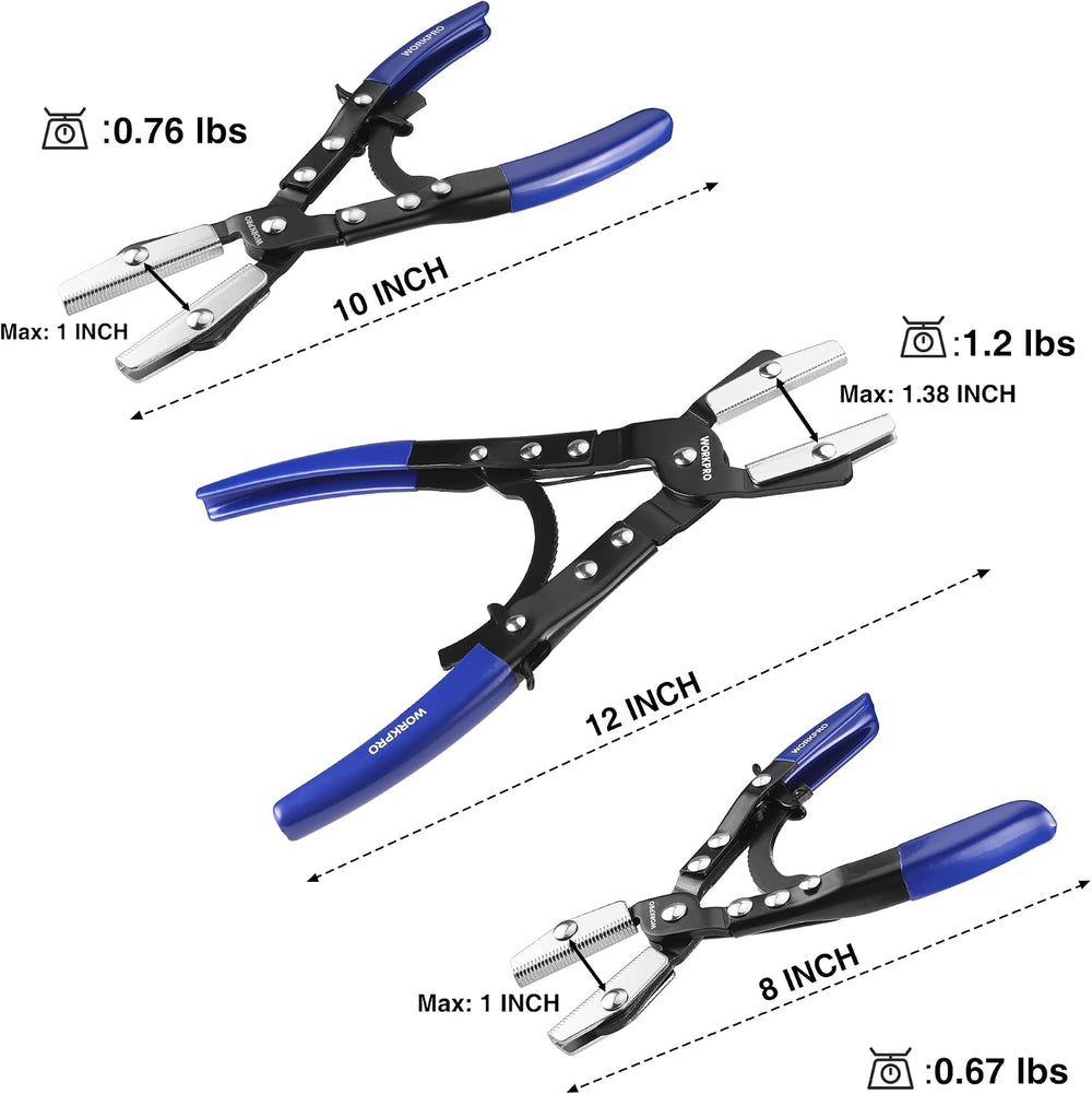 WORKPRO 3-Piece Ratcheting Hose Pinch Off Pliers Set with Storage Bag