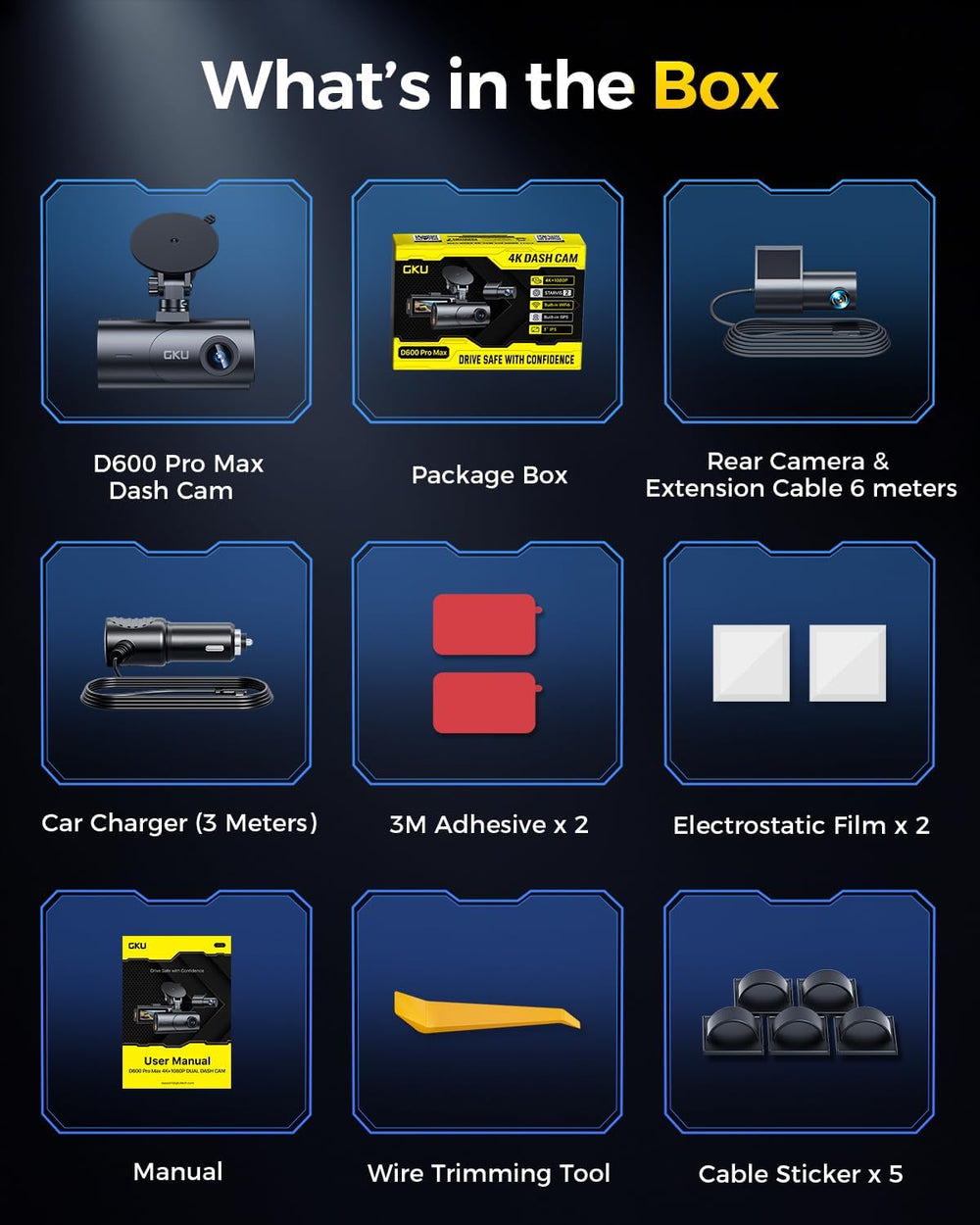 GKU 4K Dual Dash Cam Front and Rear Camera, STARVIS 2 Sensor