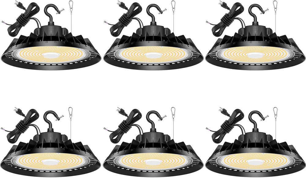 6Pack LED High Bay Lights, Super Bright 200W UFO High Bay LED Shop Lights