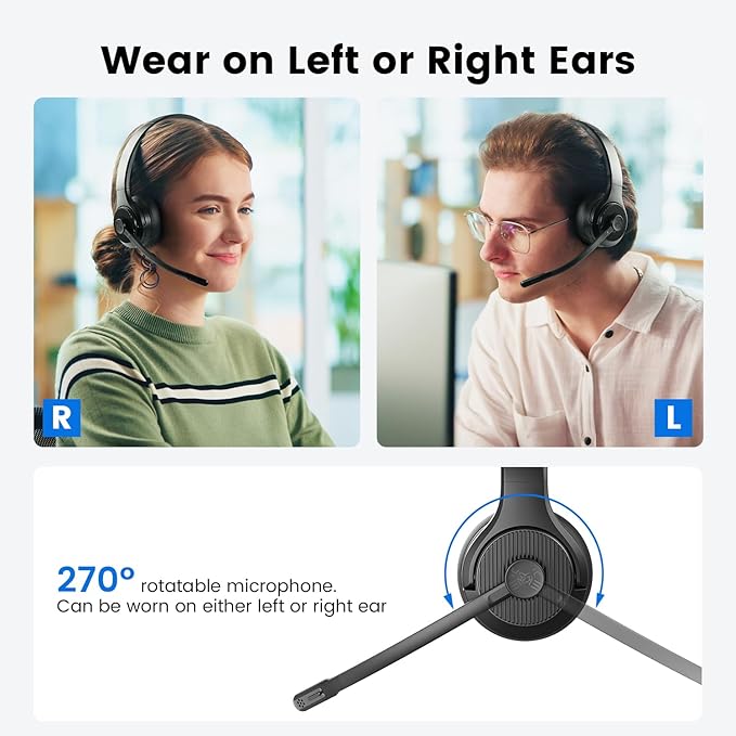 EKSA H3 Trucker Bluetooth Headset V5.4, Wireless Headphones