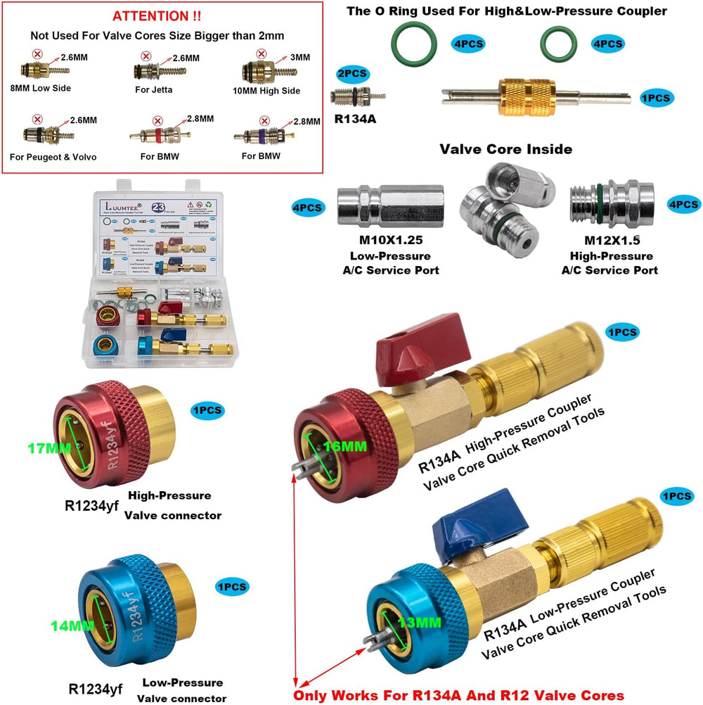 6 Sets Car A/C Repair Kits for R12 & R134a Systems (838PCS)