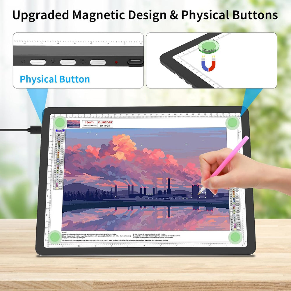 TOHETO A4 Light Board with Bag for Diamond Painting, Super Bright Magnetic Li...