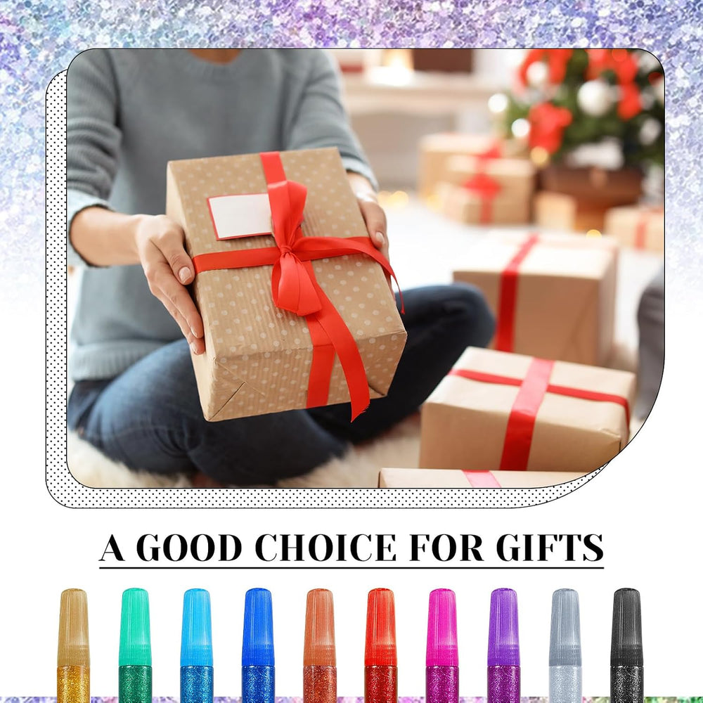 Fullhawl 200 Pcs Glitter Glue Pens Non-Toxic for Art Projects, 10 Colors