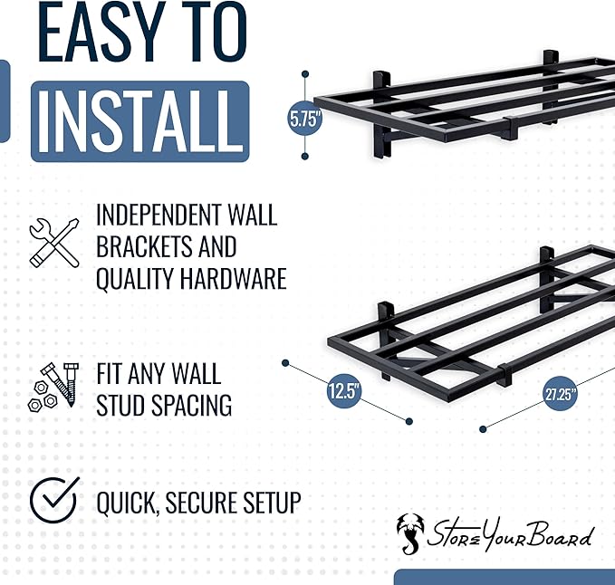 StoreYourBoard 2-Pack Heavy Duty Wall Shelves – Wall-Mounted Garage Storage