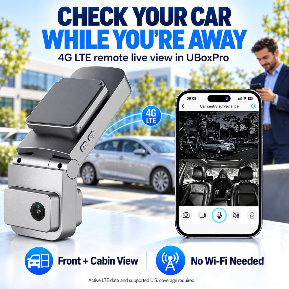 4G LTE Dash Camera for Car Vandalism Surveillance, Dual Dash Cam Live View