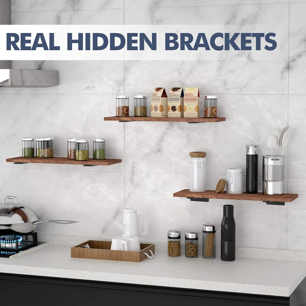 Starunder 14 Inch Floating Shelf Brackets,6 Pack L‑Shape Shelf Supports