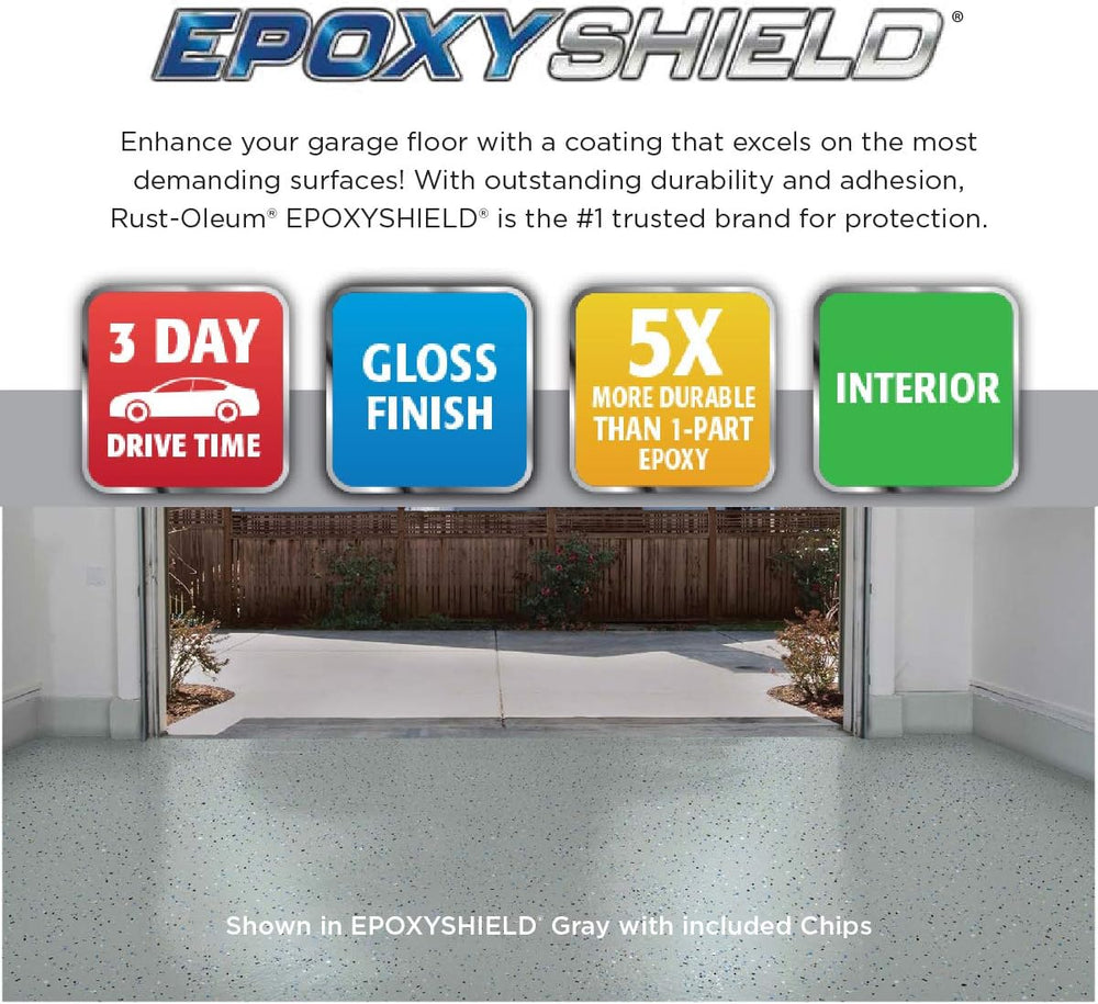 Rust-Oleum EpoxyShield Garage Floor Coating, Gloss Dark Gray, 2.5 Car Kit