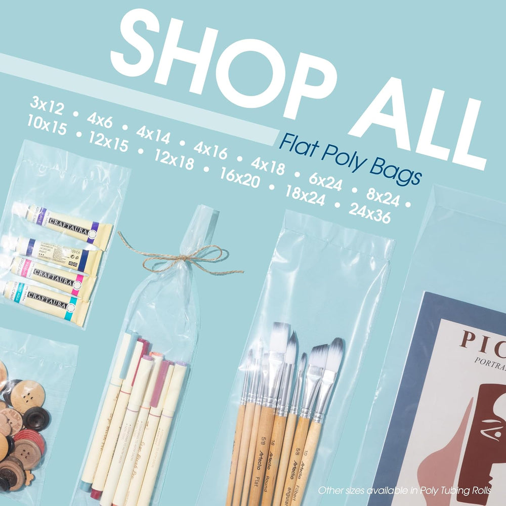 10" X 15" Open-End Flat Poly Bags (1000 Count) - 1.1 Mil Clear Plas...