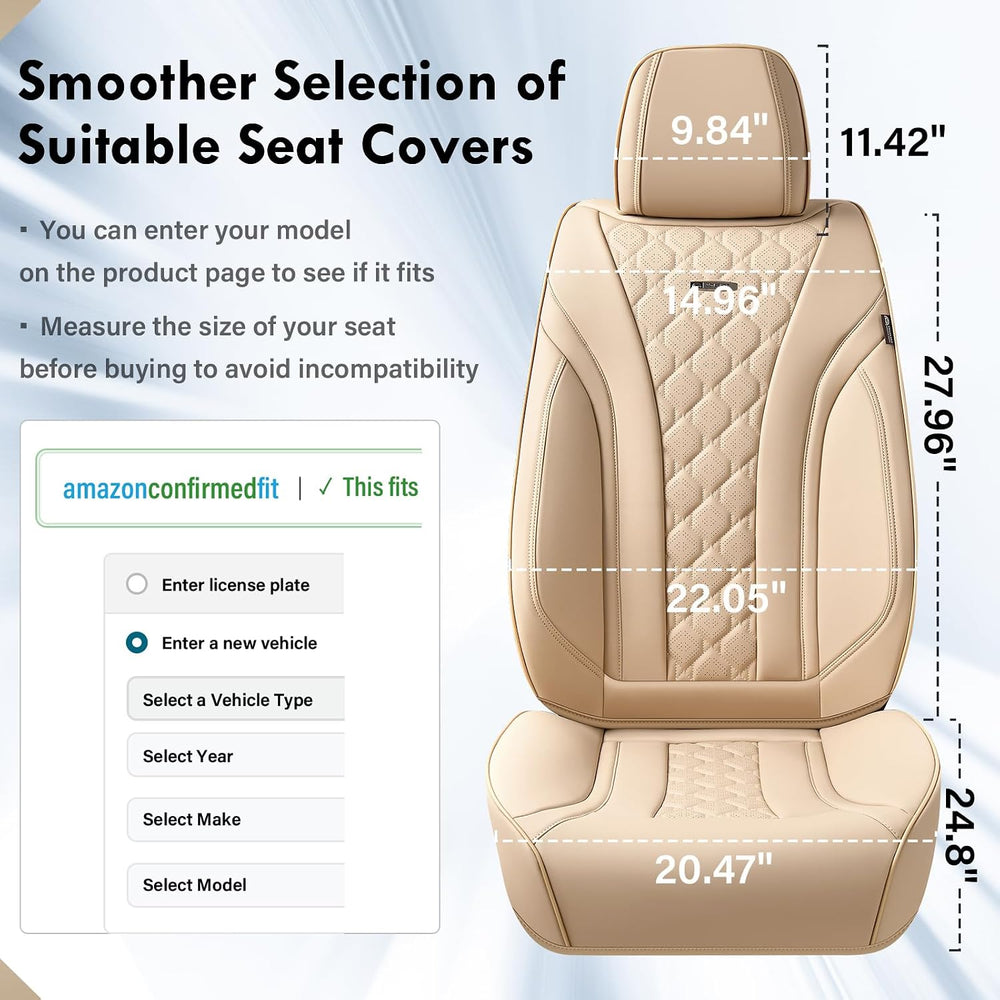 Coverado Car Seat Covers Front Seats, Beige Seat Covers, Breathable Perforate...