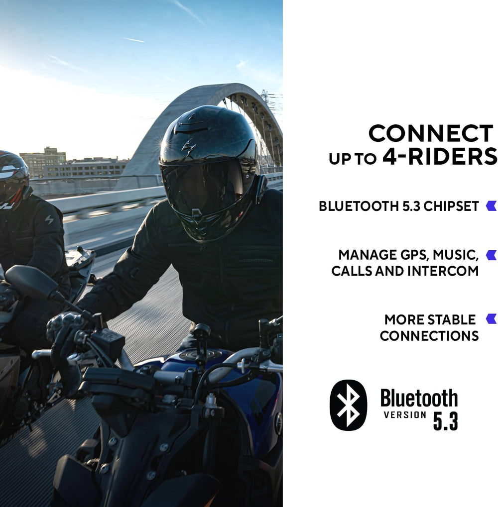 EXOCOM Link-1 Motorcycle Helmet 4 Rider Comm Bluetooth System Single Pack