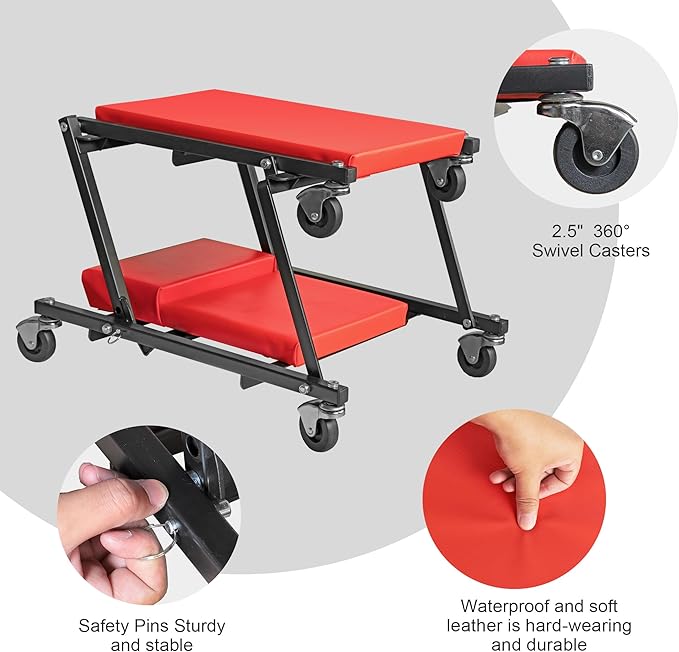 TCE 36" Rolling Foldable Automotive Creeper, 2-in-1 Garage Shop Creeper