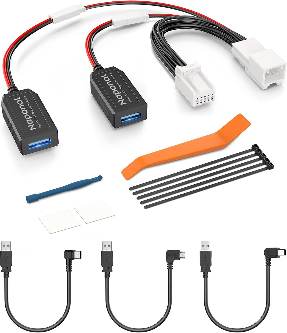 GPS Dash Cam Power Adapter(10 Pin Type B)with Auto Dimming Rearview Mirror