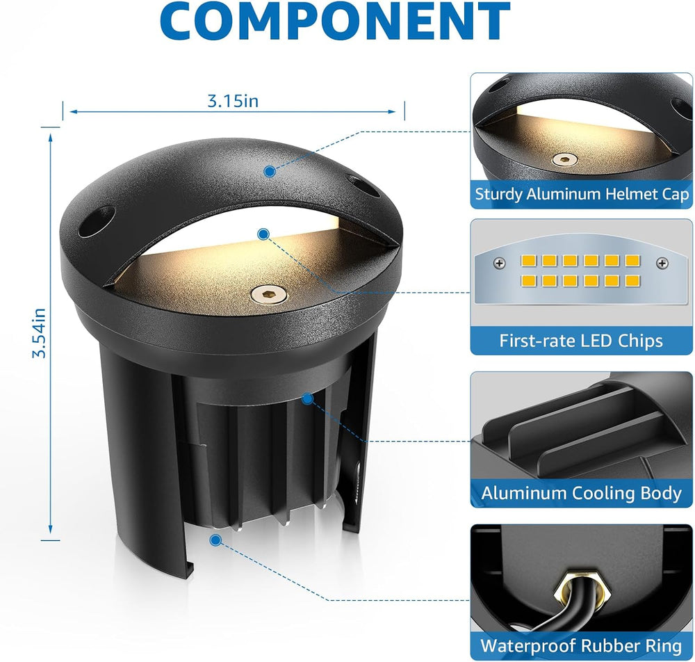 SUNVIE 5W 3000K Low Voltage Well Lights Landscape LED in Ground, 6 Pack
