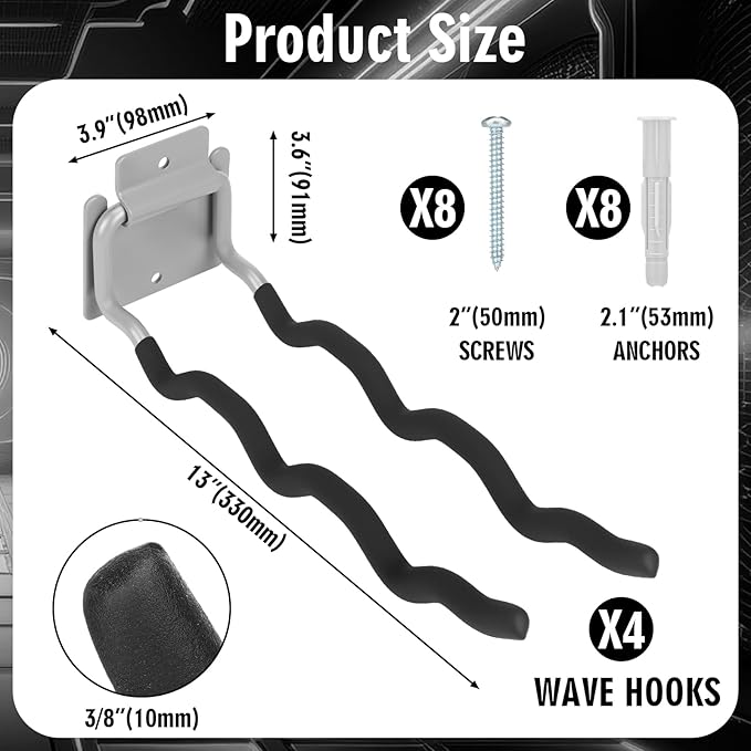 4 Pack Heavy Duty Garage Hooks Ladder Hangers