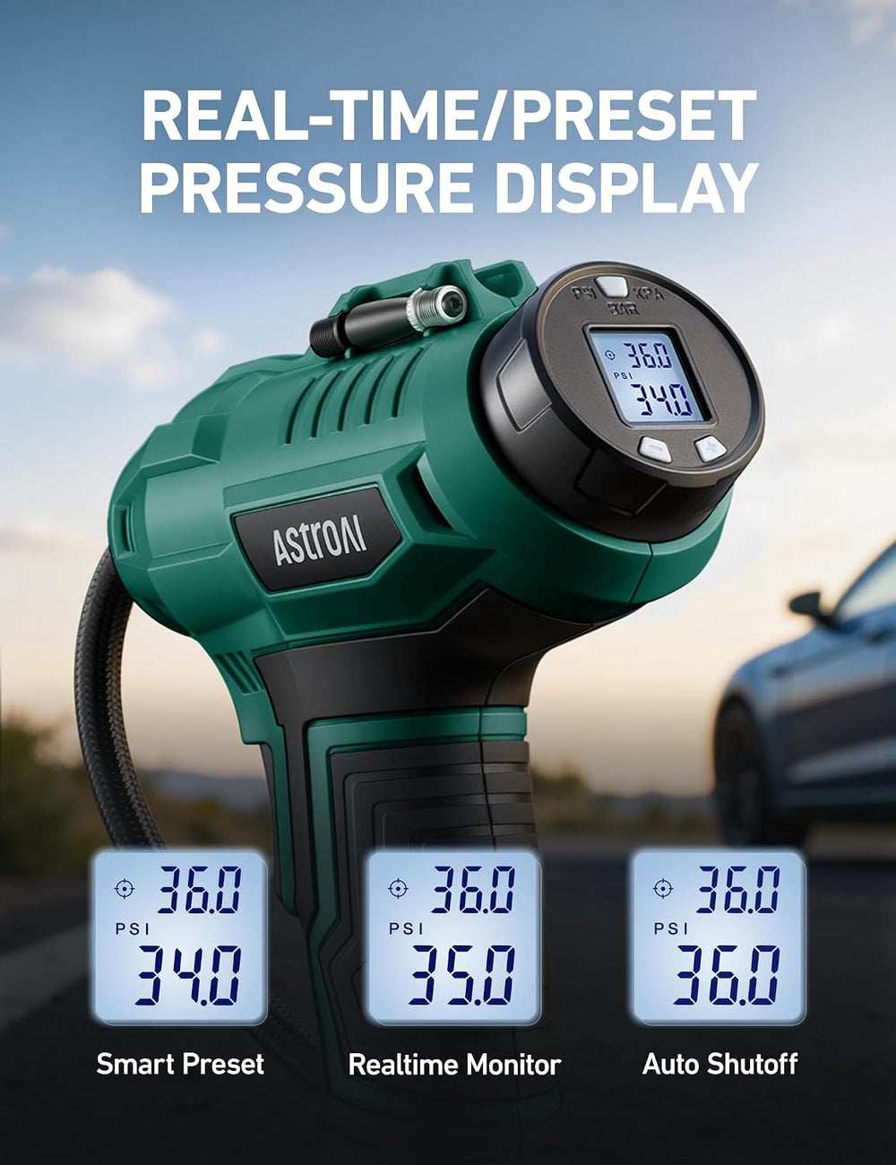 AstroAI Cordless Tire Inflator Portable Air Compressor 160PSI 12VDC Battery