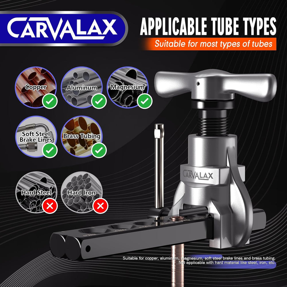 CARVALAX Flaring Tool Kit, Imperial Clamp for 3/16"-3/4"