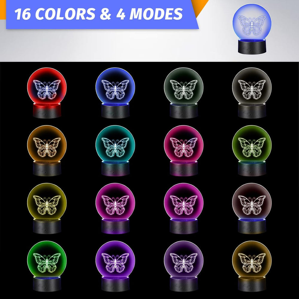 24 Sets 3D Acrylic LED Kits 16 Color Light Base with Remote, Round