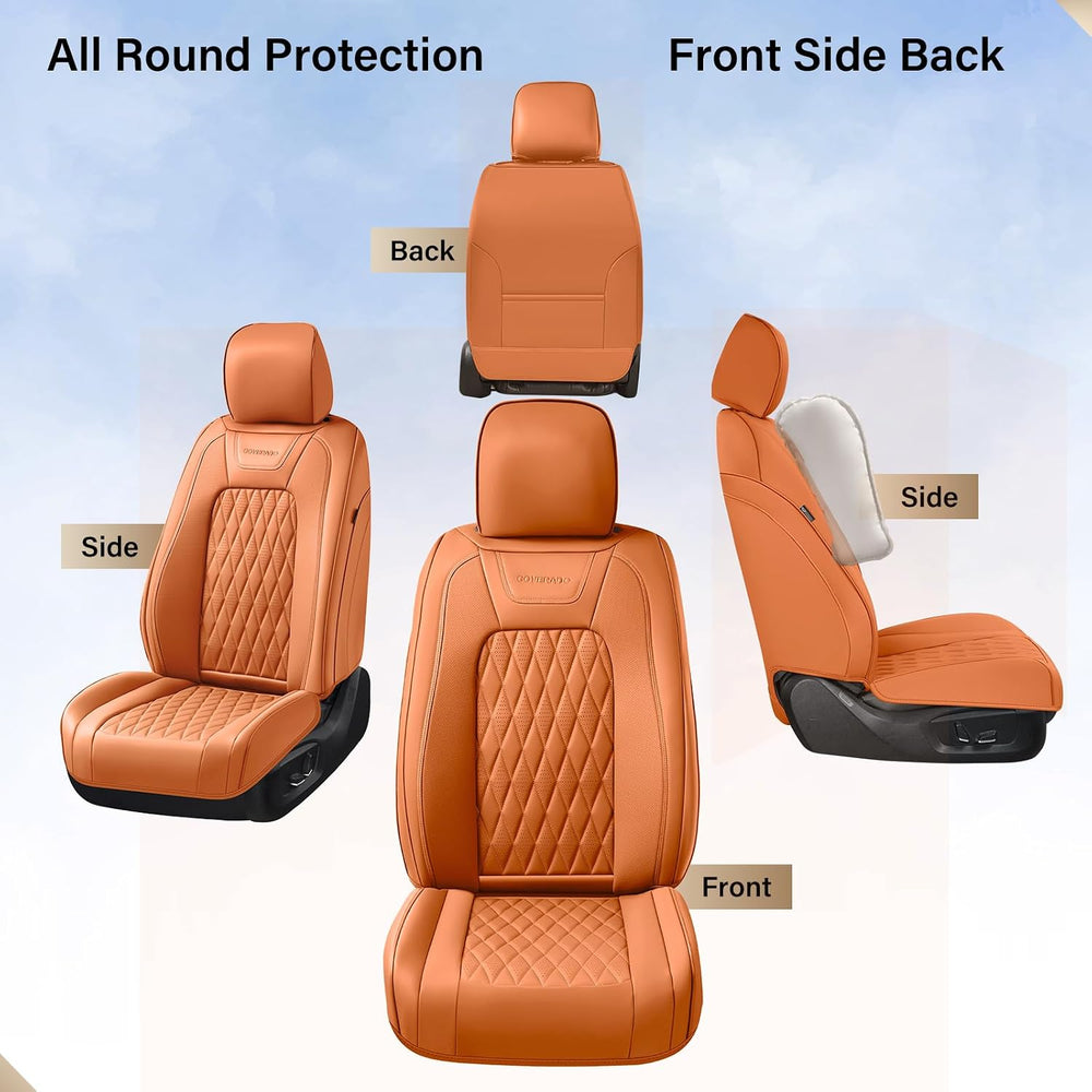 Coverado Premium Leather Full Set Seat Covers Waterproof Heavy-Duty Protector...
