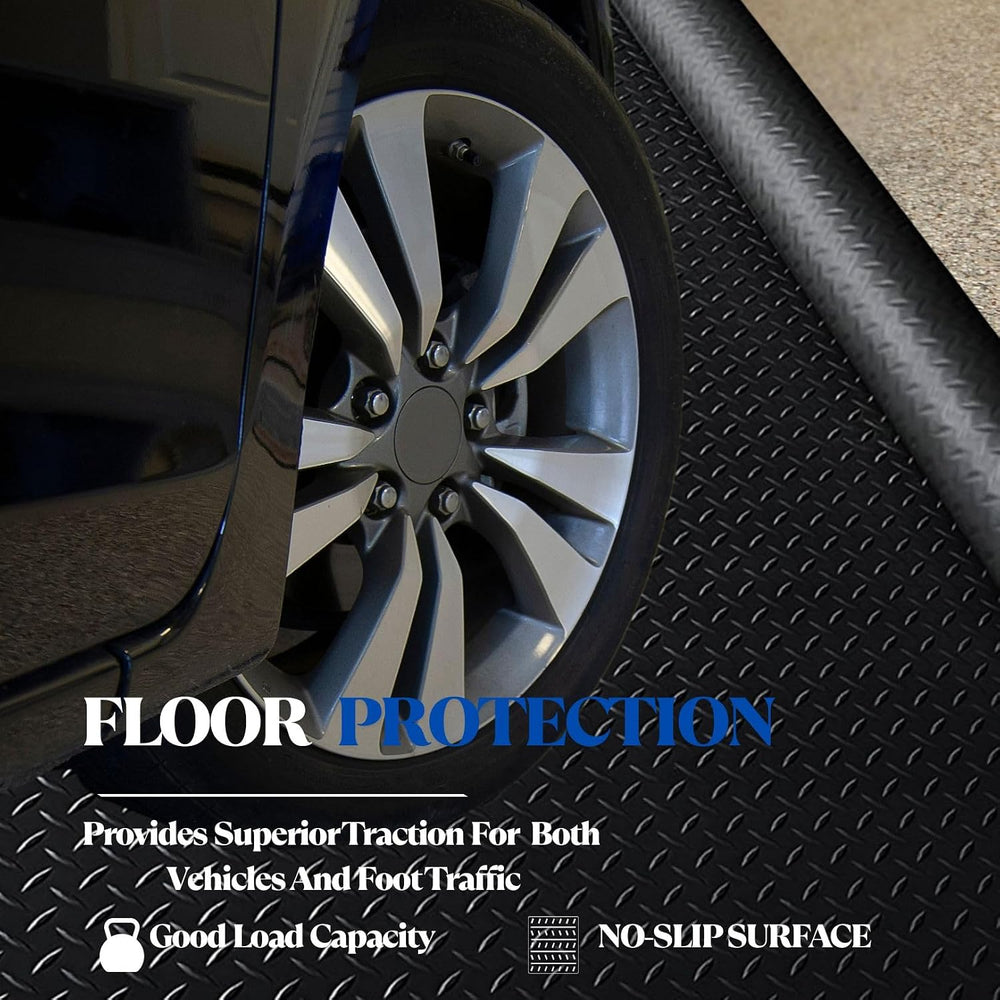 BESEA 4 x 10 FT Garage Floor Mat, Diamond Plate Rubber Flooring Roll