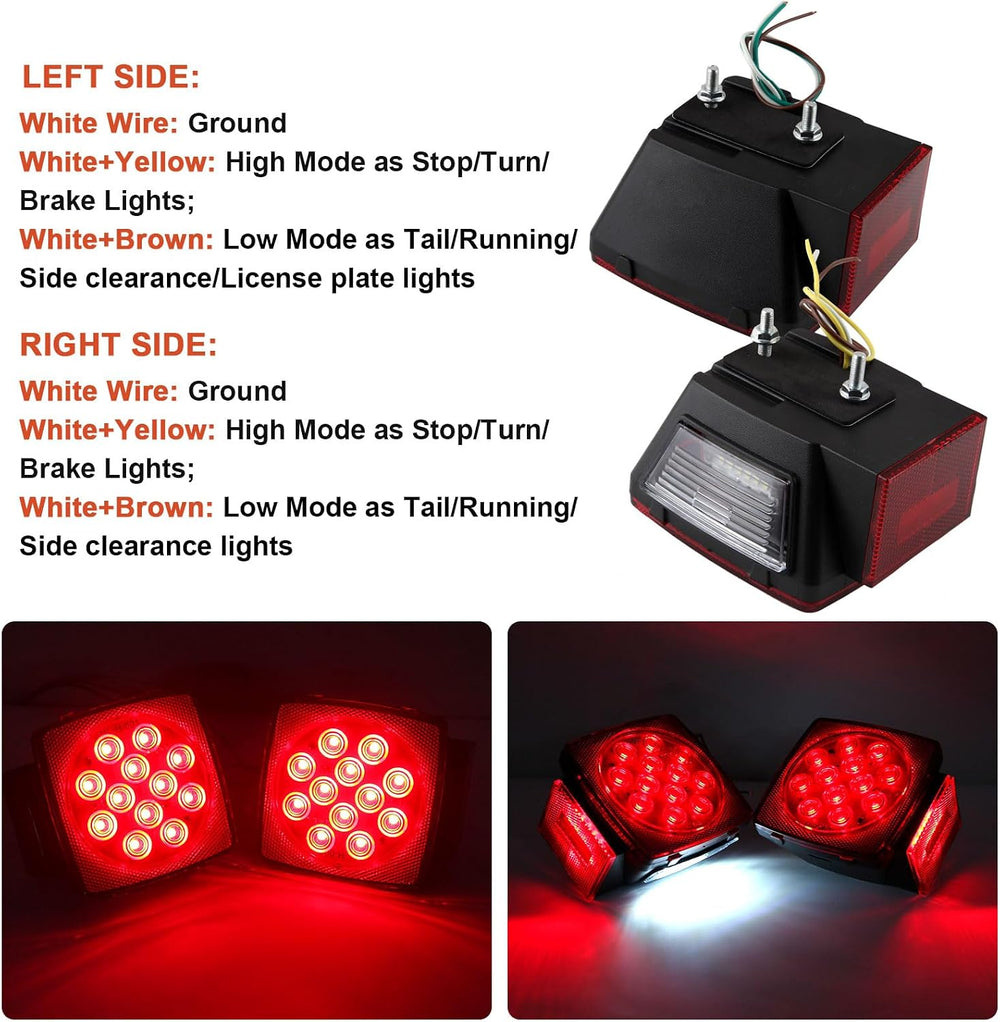 Partswcgg 12V Led Utility Trailer Tail Light Wire Kit w/25ft Wiring Harness