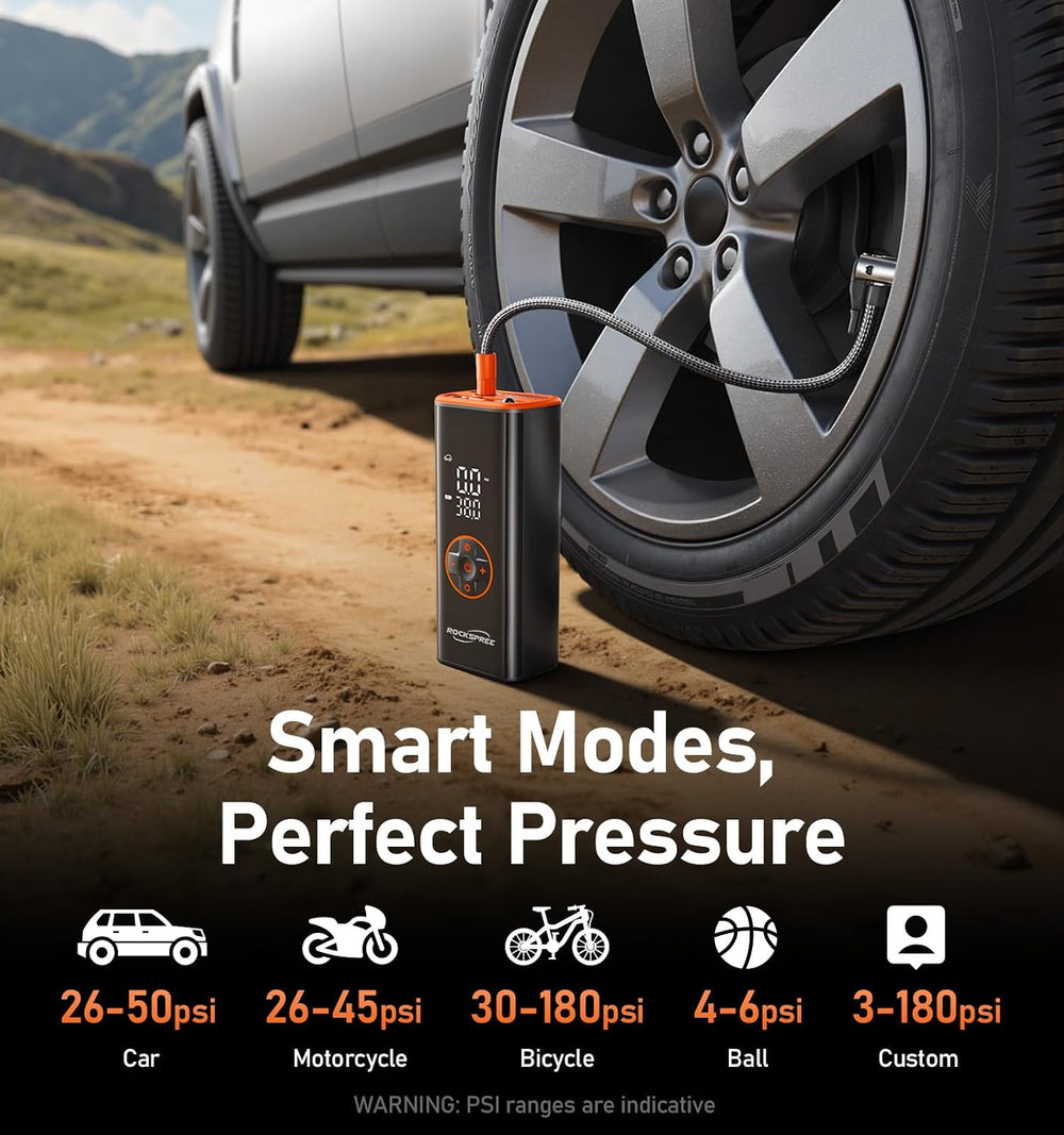 Tire Inflator Portable Air Compressor, 180 PSI Cordless Tire Pump