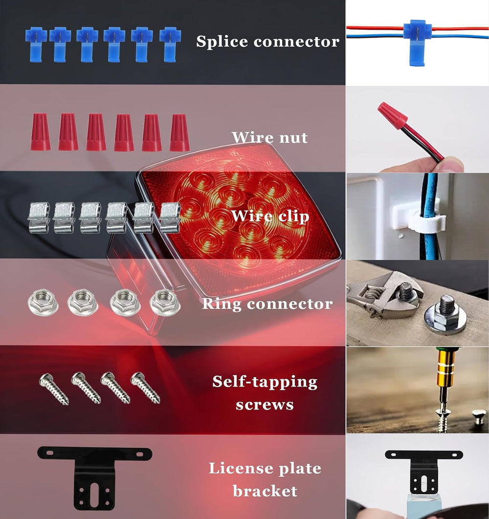 Cyfie LED Trailer Light Kit, Super Bright Submersible Brake Stop Turn Tail Li...