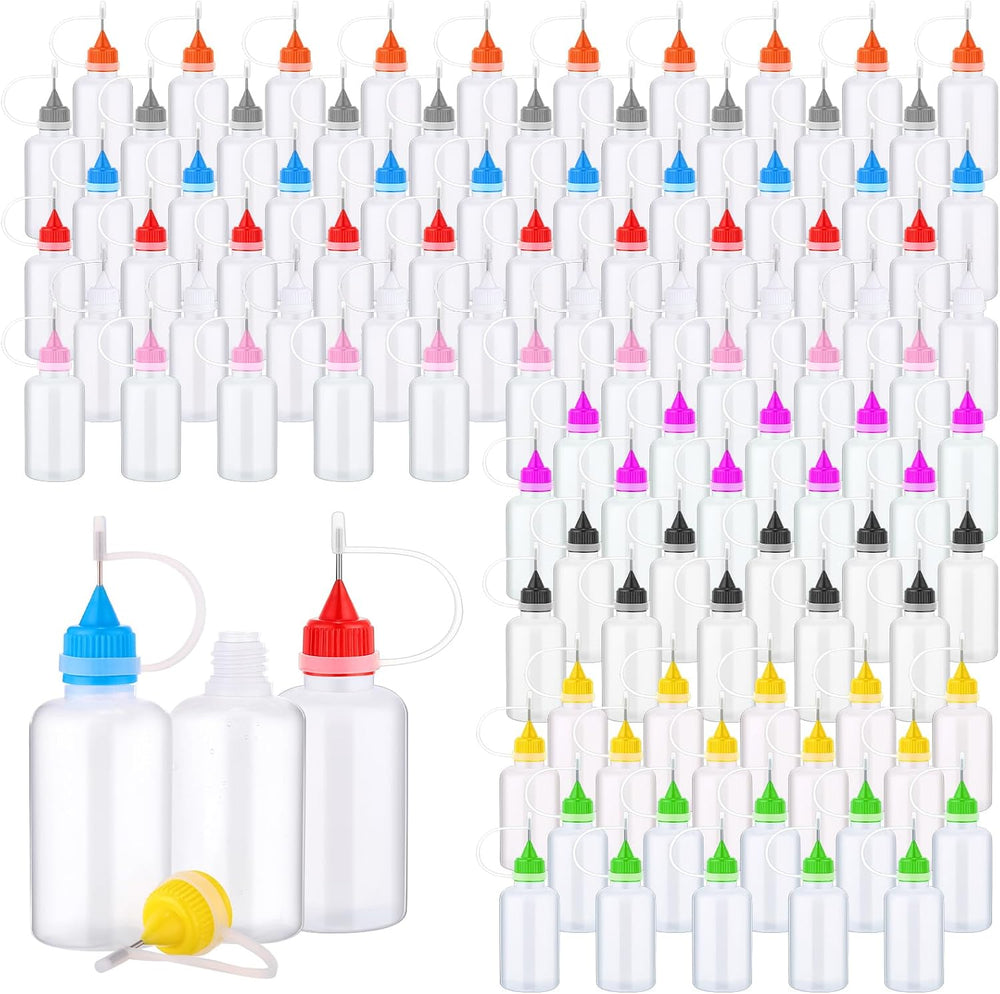 100 Pcs 30 Ml/ 1 oz Precision Needle Tip Glue Applicator Bottle, Multicolor