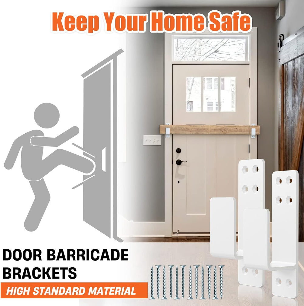 2x4 Door Barricade Brackets, Heavy Duty 4pcs, White