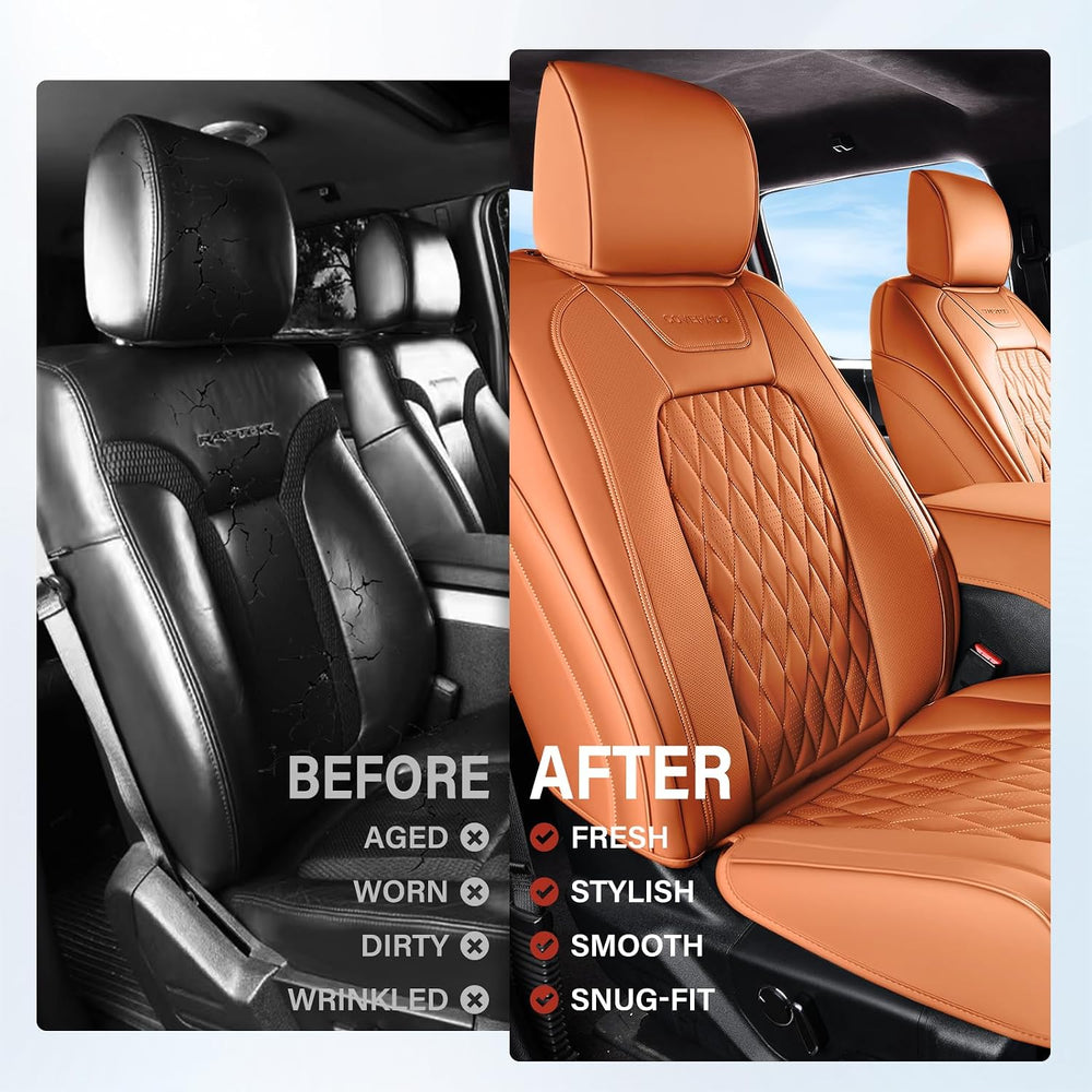 Coverado Premium Leather Full Set Seat Covers Waterproof Heavy-Duty Protector...