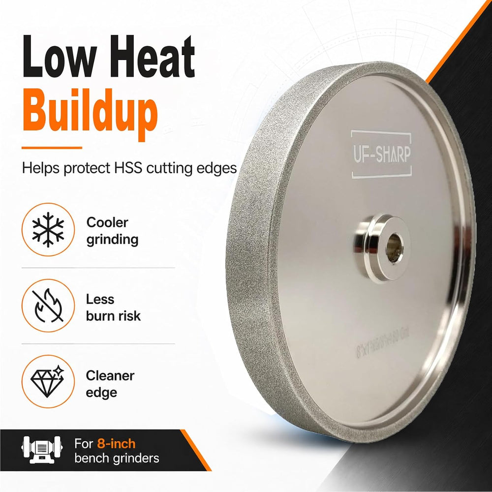 CBN Grinding Wheel 8 inch 80 Grit，1" Wide, 5/8" Arbor