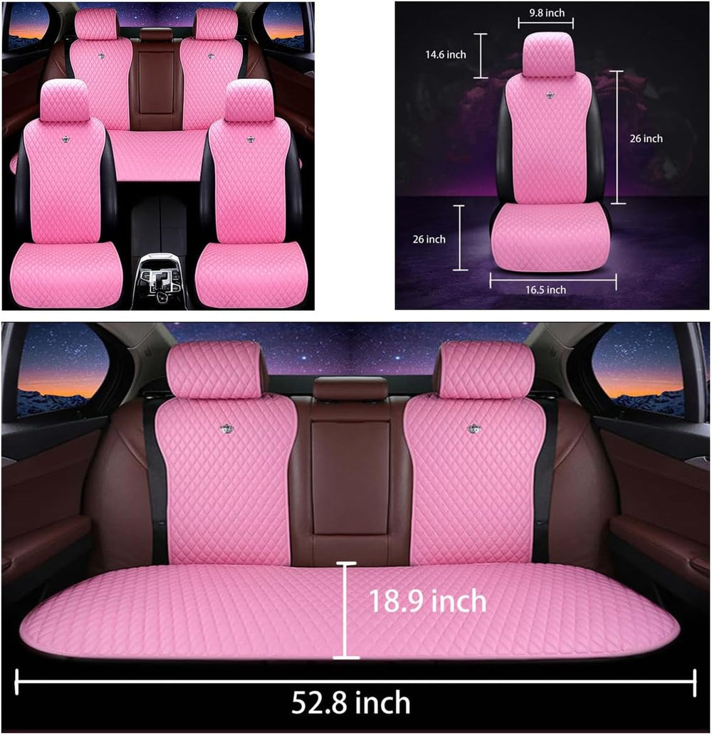 Red Rain Pink Car Seat Covers Leather Universal Seat Covers Full Set