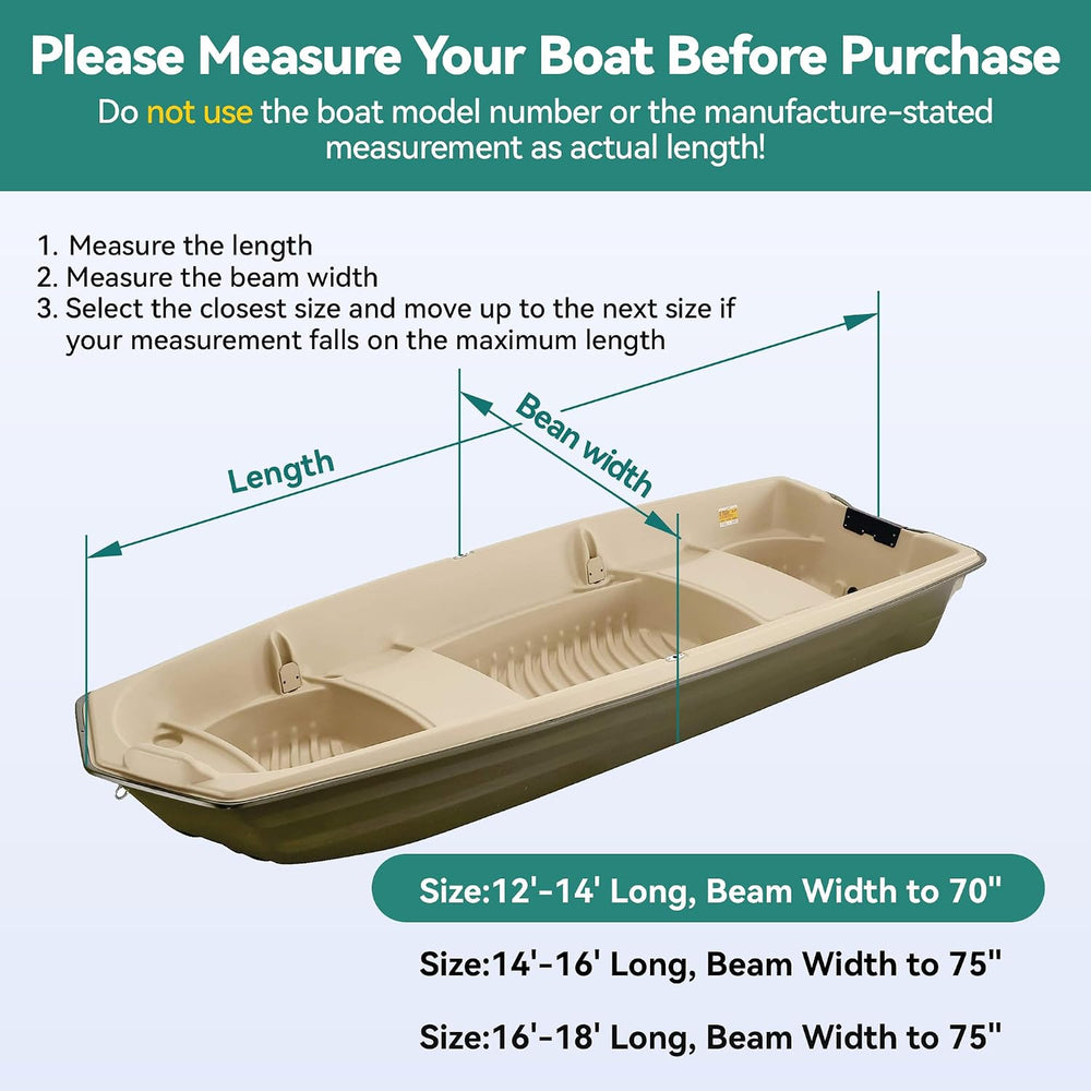 Heavy Duty 5 Layers 1200D Jon Boat Cover 12ft - 14 ft with Motor Cover
