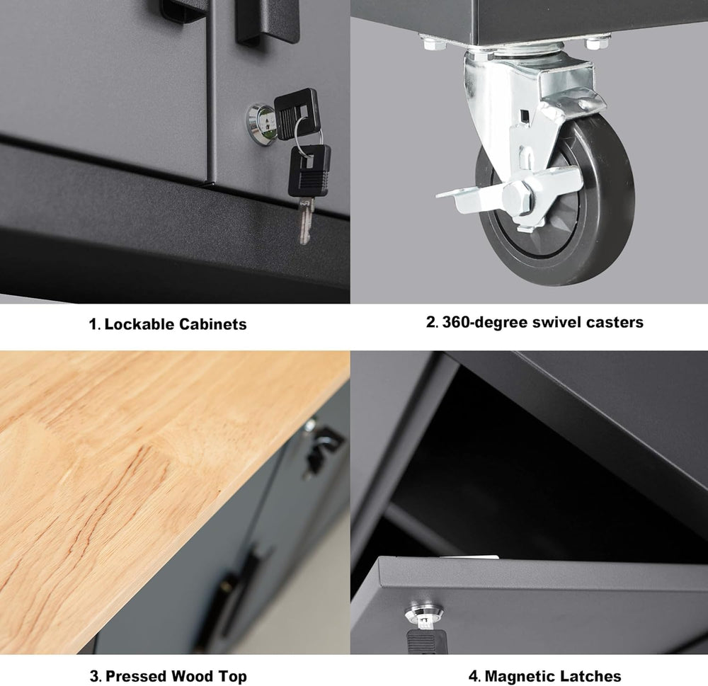Torin Garage Storage Cabinets System, 12-Pcs Workshop Cabinet Set in Black