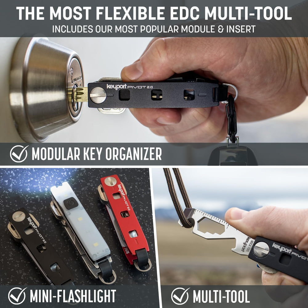 Keyport Essential Plus Kit: Pivot 2.0 Modular Key Organizer with Flashlight
