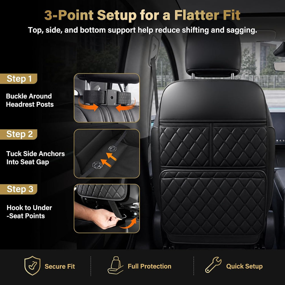 2 Pack Seat Back Protector Kick Mats, Premium Interior Look