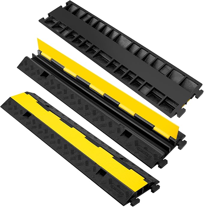 2 Channel 3 Pack Cable Protector Ramp Traffic Wire and Hose Ramp Cord Cover