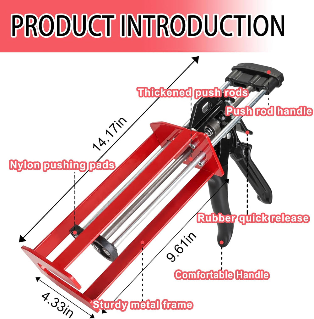 Dual Cartridge Epoxy Gun for 450mL, 600 mL, 650 mL 1:1 & 2:1 Ratio Manual...