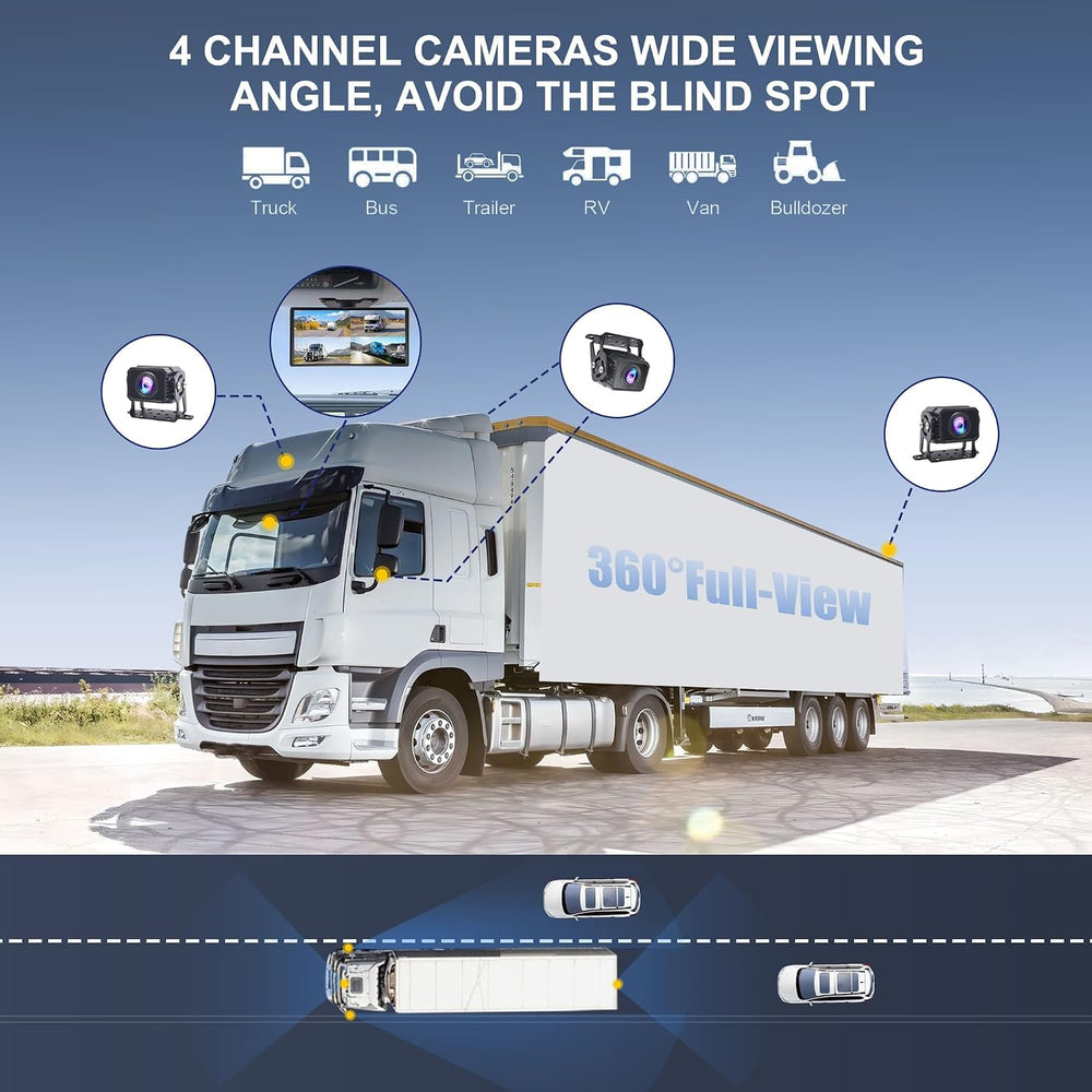 10.36" 4-Channel RV Backup Camera System Carplay & Android Auto