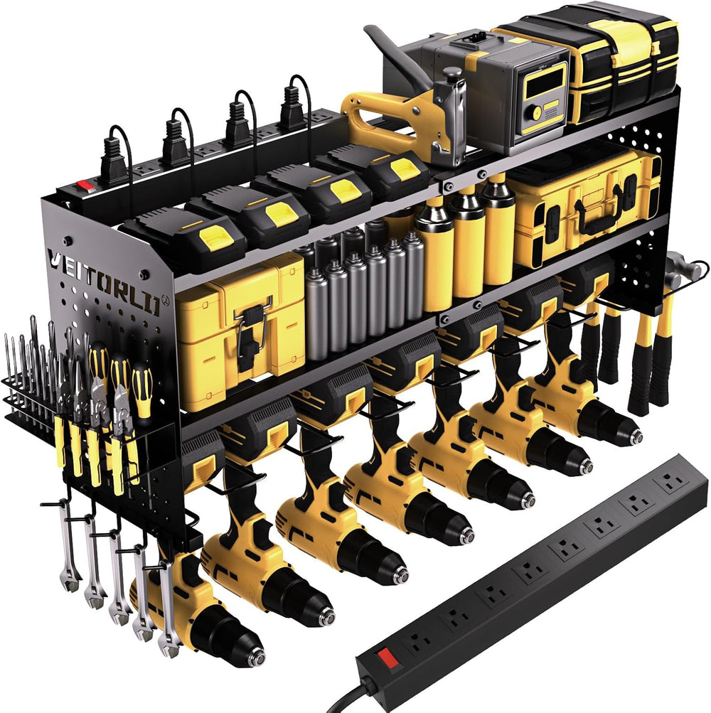 Veitorld Large Power Tool Organizer with Charging Station, 3 Layer Heavy Duty...