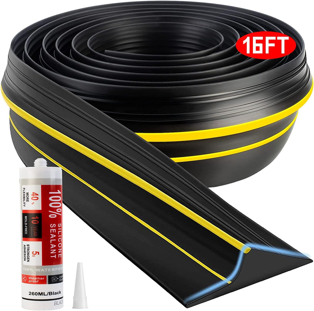Jin&Bao Universal Garage Door Threshold Seal 16FT Rubber Strip & 1 Ad...